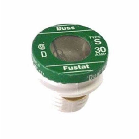 EATON BUSSMANN Plug Fuse, S Series, Time-Delay, 30A, 125V AC, Indicating, 10kA at 125V AC BP/S-30